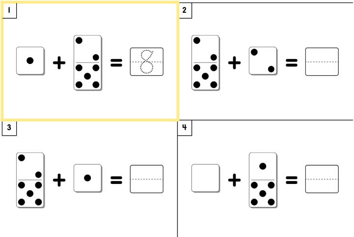 math worksheet with dot and number problems.
