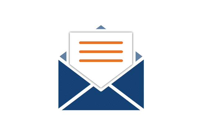 icon of an open envelope with a letter showing lines for text